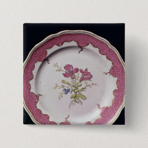 Plate with botanical design 15 cm square badge