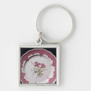Plate with botanical design key ring