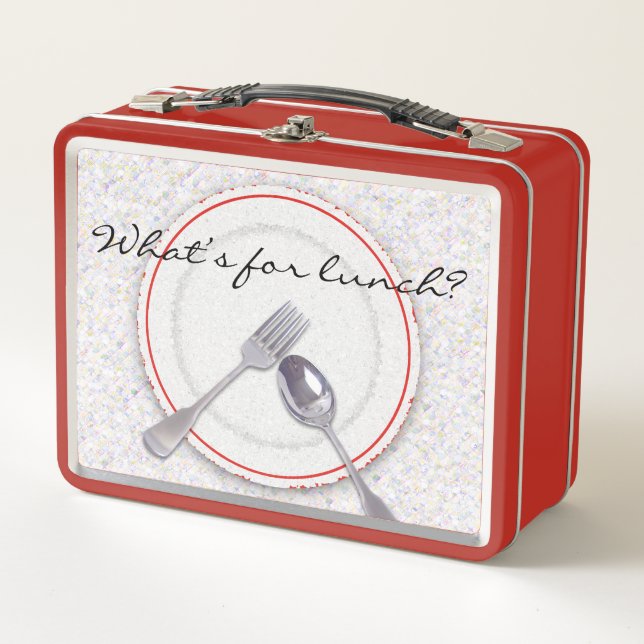 Plate with Fork and Spoon Metal Lunch Box (Front)
