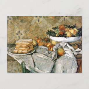 Plate with fruits and sponger fingers - Cézanne Postcard