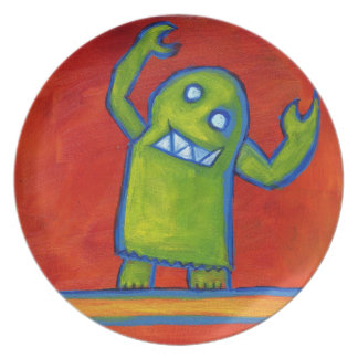 Plate with Green Robot Guy