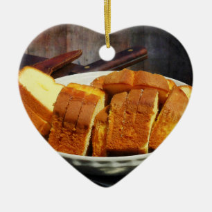 Plate With Sliced Bread and Knives Ceramic Tree Decoration