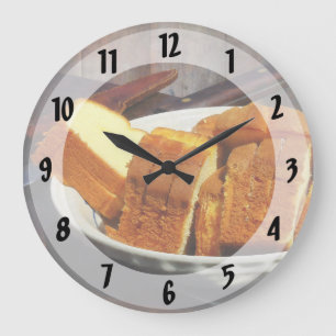Plate With Sliced Bread and Knives Large Clock