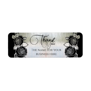 plateada con flores personalizada return address label
