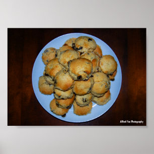 Plated Fruit Scones on Wood Poster