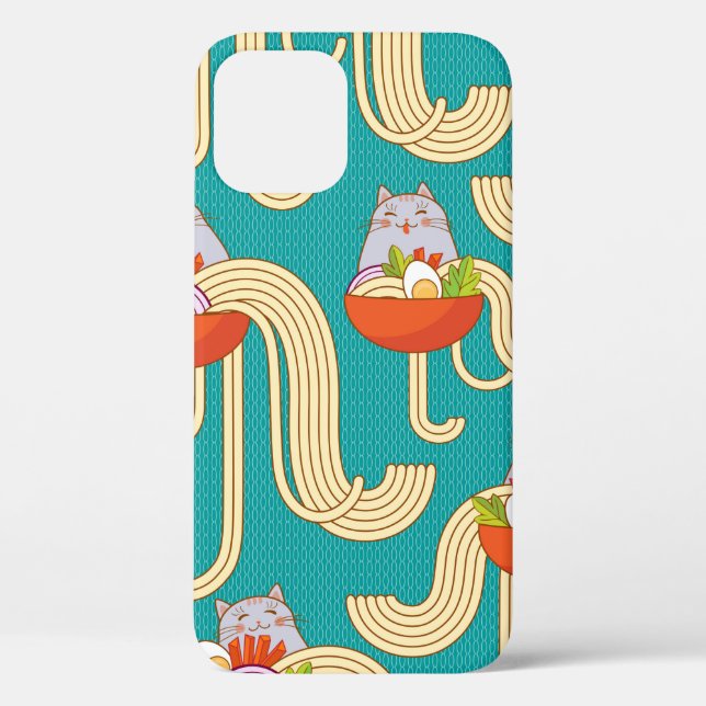 Plates of noodles and funny cats. Noodles with spi Case-Mate iPhone Case (Back)