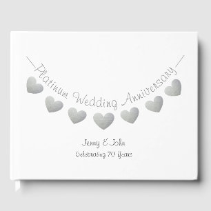 Platinum 70th wedding anniversary bunting guest book