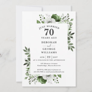 Platinum 70th Wedding Anniversary Monogram Floral  Invitation