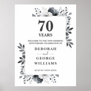 Platinum 70th Wedding Anniversary Welcome Sign