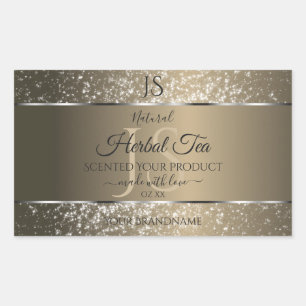 Platinum Beige with Glitter Initials Product Label