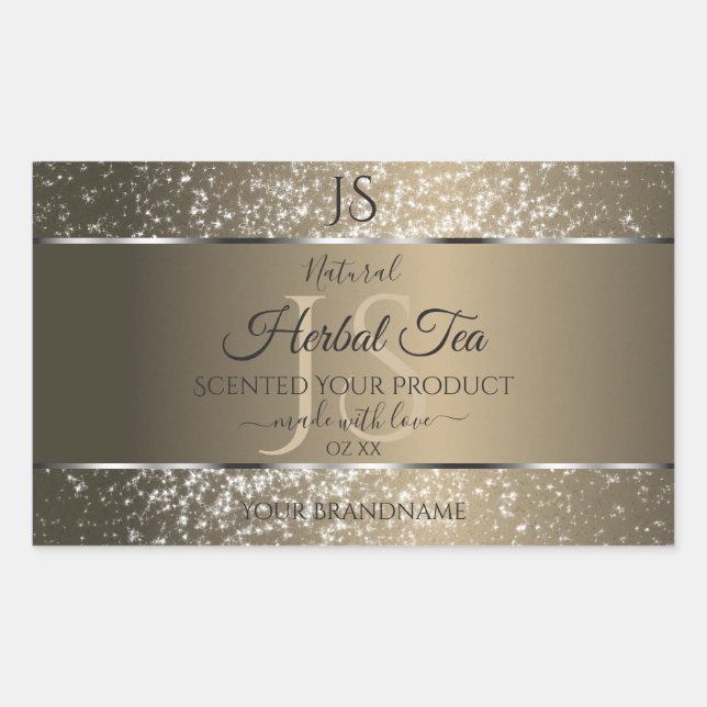 Platinum Beige with Glitter Initials Product Label (Front)