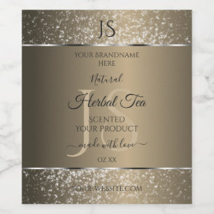 Platinum Beige with Glitter Initials Product Label