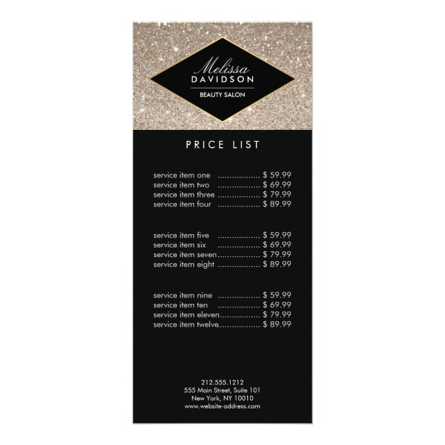 Platinum Glitter and Glamour Beauty Rack Card (Front)