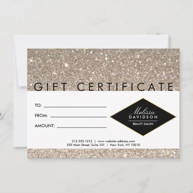 Platinum Glitter and Glamour Gift Certificate (Front)