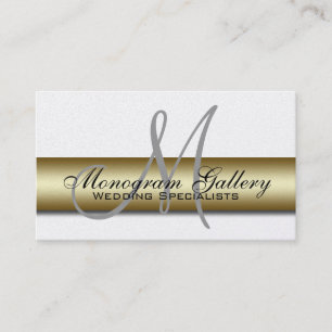 Platinum Gold Monogram Printed Business Card