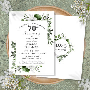 Platinum Greenery 70th Wedding Anniversary  Invitation