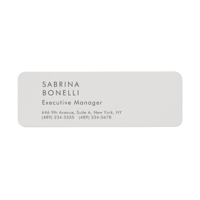 Platinum grey minimalist modern return address label (Front)