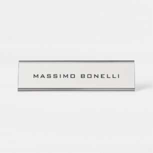 Platinum Grey Minimalist Plain Legible Modern Desk Name Plate