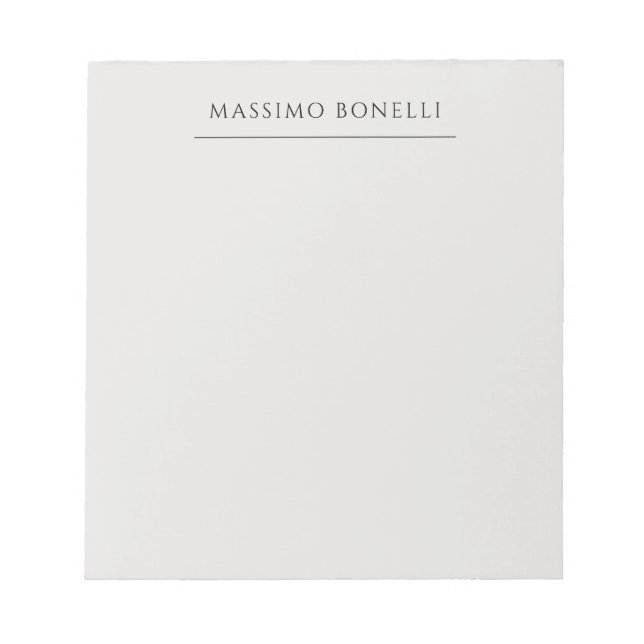 Platinum Grey Minimalist Plain Modern Own Name Notepad (Front)