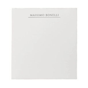 Platinum Grey Minimalist Plain Modern Own Name Notepad