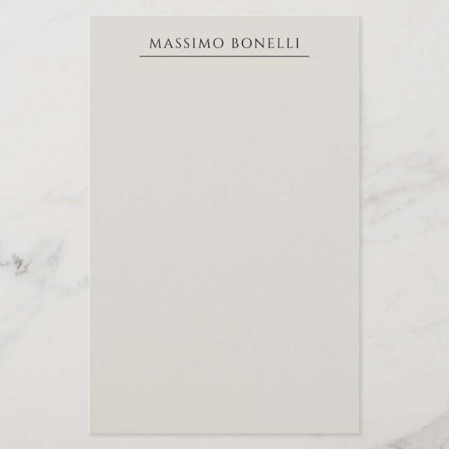 Platinum Grey Minimalist Plain Modern Own Name Stationery (Front)