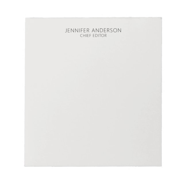 Platinum Grey Professional Modern Plain Minimalist Notepad (Front)