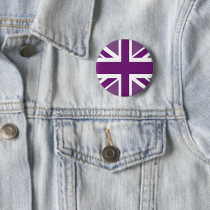 Platinum Jubilee British Flag in Purple 6 Cm Round Badge