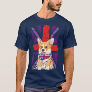 Platinum Jubilee Corgi Puppy 2022 & Union Jack For T-Shirt