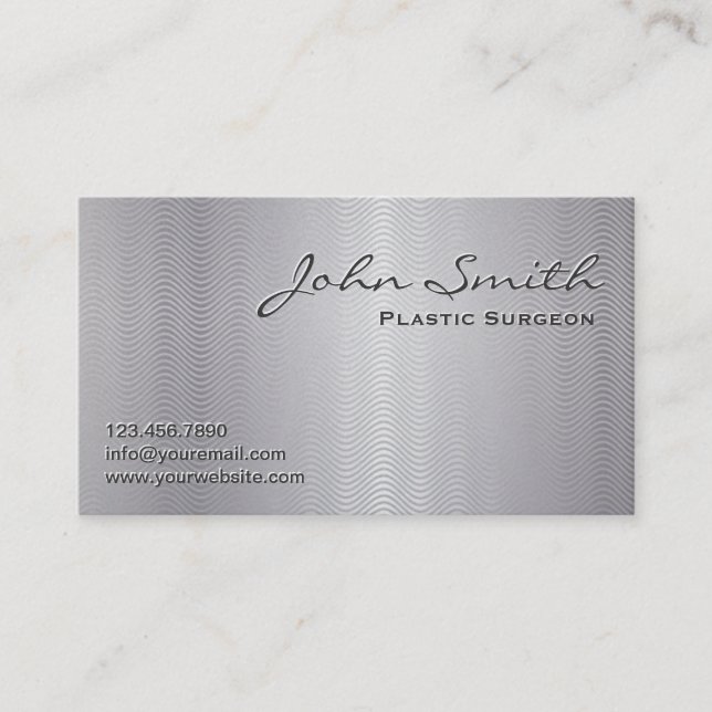 Platinum Metal Plastic Surgeon Business Card (Front)