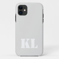 Platinum Metallic Solid Colour Minimalist Monogram