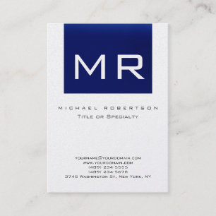 Platinum Monogram Blue Striped Clean Business Card