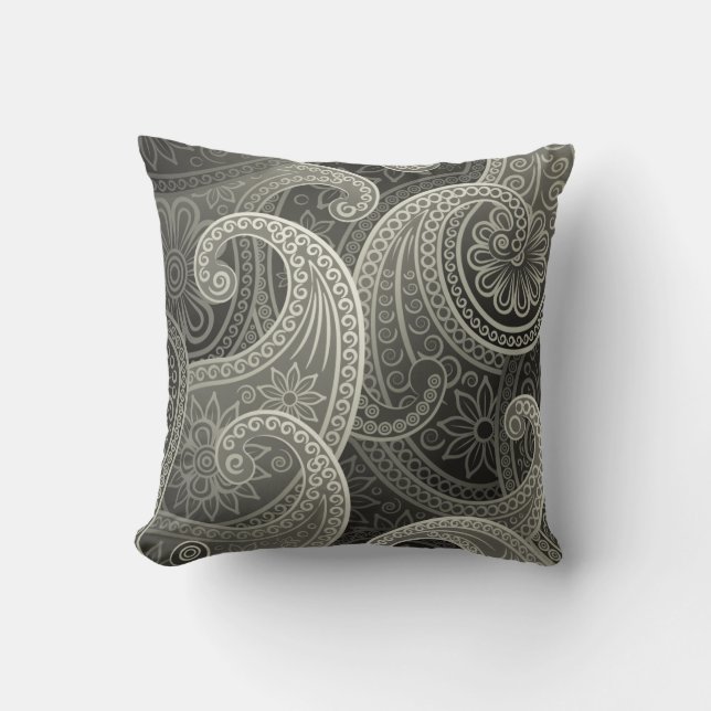 Platinum Paisley Timeless Pattern Cushion (Front)