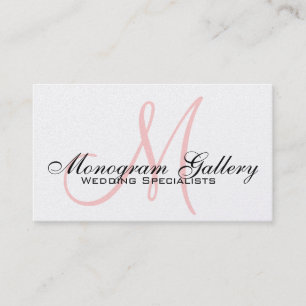 Platinum Pink Black Monogram Business Card