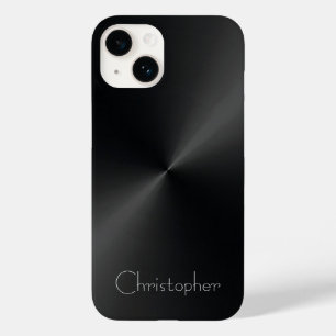 Platinum Silver black Stainless Steel Print Case-Mate iPhone 14 Case