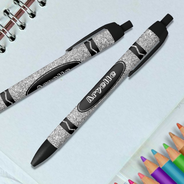 Platinum Silver Glitter Crayon Custom Name Pen (Creator Uploaded)