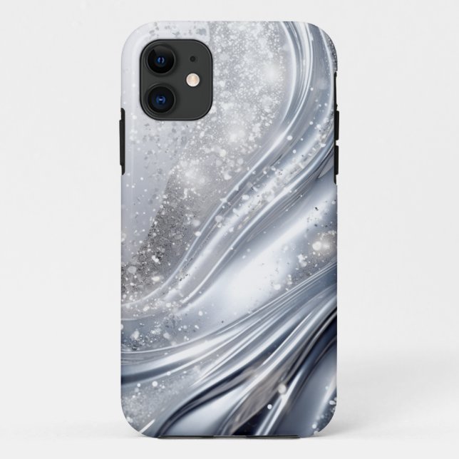Platinum silver Glitter in wave - Glitter Case (Back)