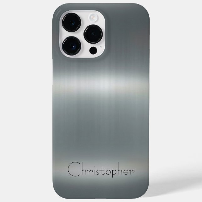 Platinum Silver Stainless Steel Print Case-Mate iPhone Case (Back)