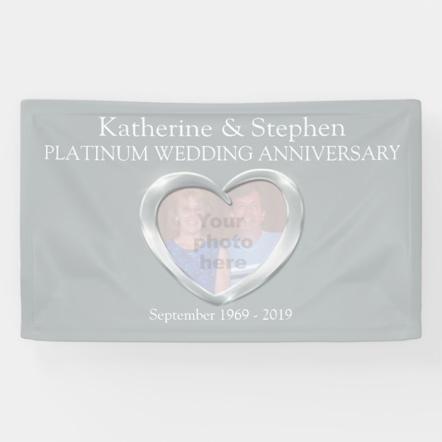 Platinum Wedding anniversary heart photo banner (Horizontal)