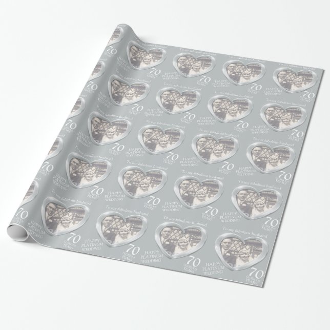 Platinum wedding anniversary photo husband wrap wrapping paper (Unrolled)