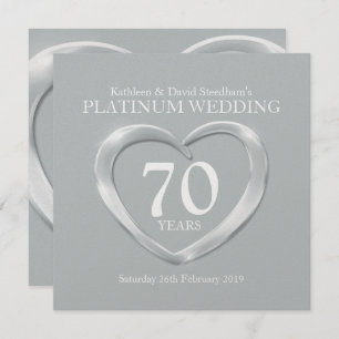 Platinum wedding heart 70 years anniversary invite