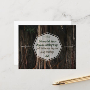 Plato Inspirational Quote "Wise men talk" Postcard