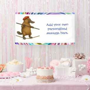 Plato platypus tightrope walker banner