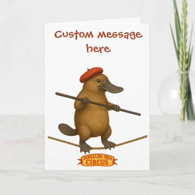 Plato platypus tightrope walker card (Front)
