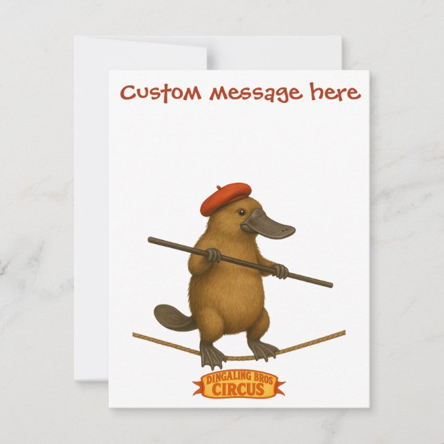 Plato platypus tightrope walker card (Front)