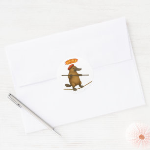 Plato platypus tightrope walker classic round sticker