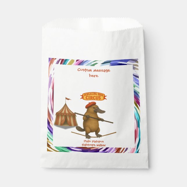 Plato platypus tightrope walker favour bag (Front)