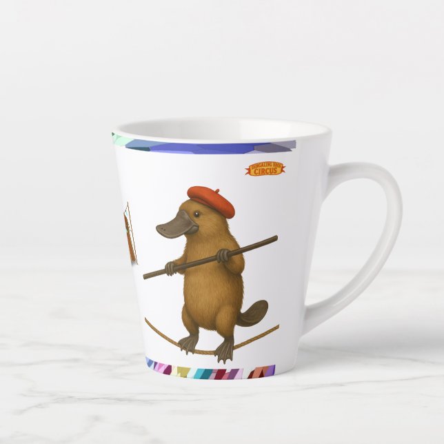 Plato platypus tightrope walker latte mug (Right)