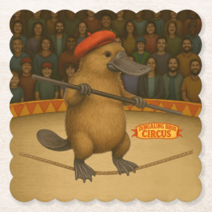 Plato platypus tightrope walker paper coaster