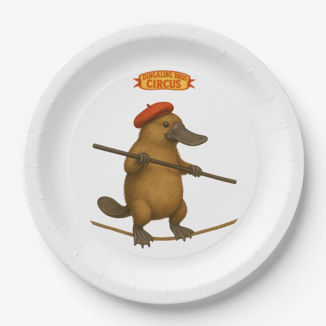 Plato platypus tightrope walker paper plate (Front)