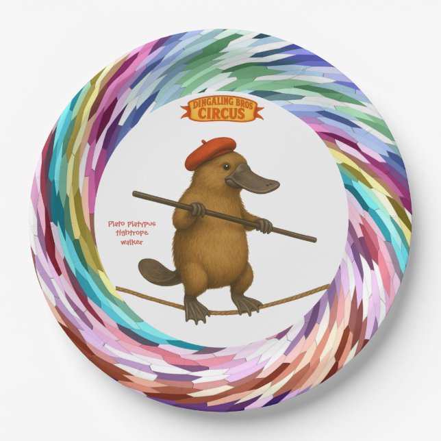 Plato platypus tightrope walker paper plate (Front)